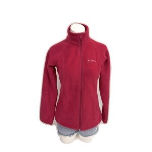 COLOMBIA FLEECE WOMEN JACKET IN SIZE SMALL TWO ZIPPED POCKETS IN RED COLOUR